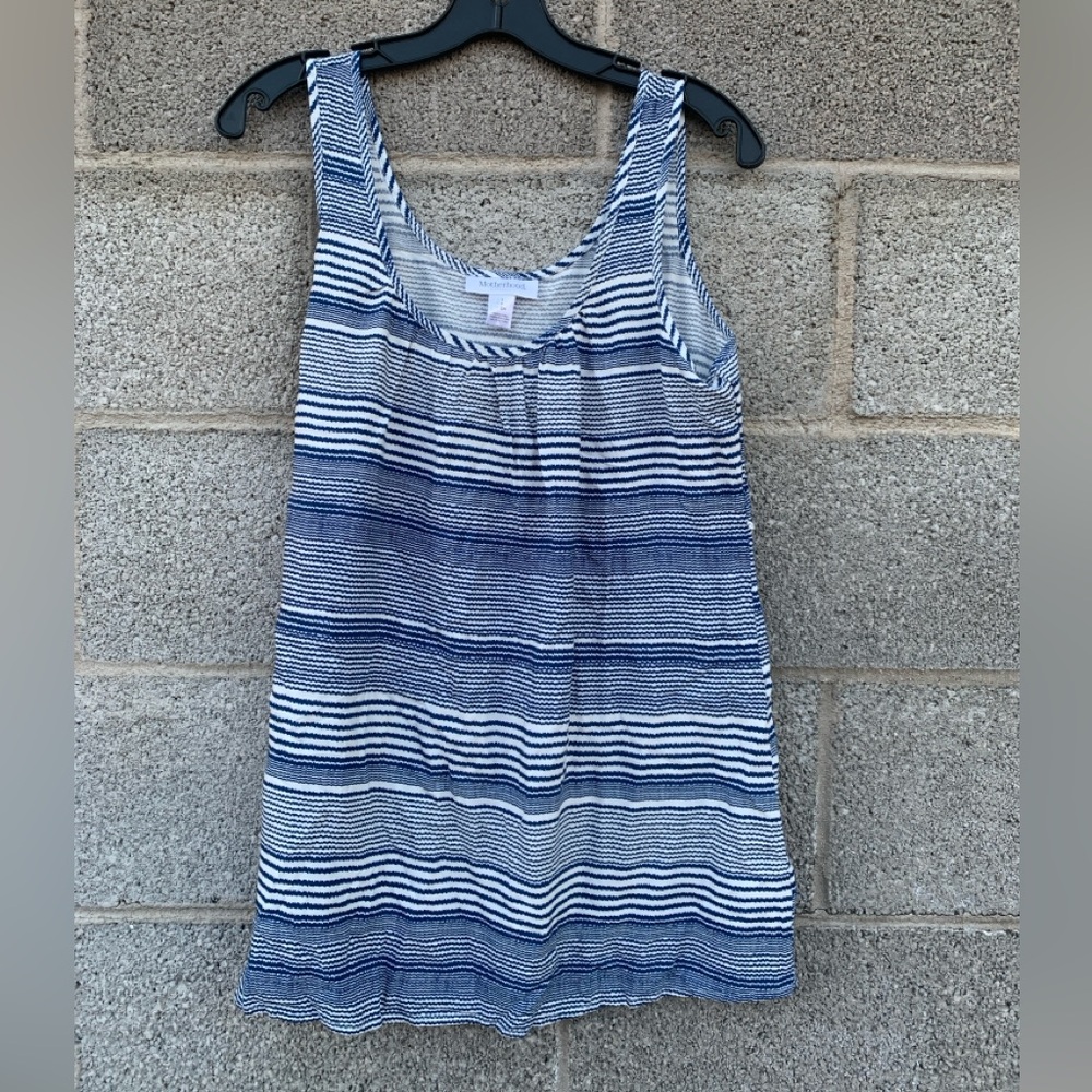 Motherhood Maternity Tank Top Blue White Stripes Sleeveless Flowy Size Small